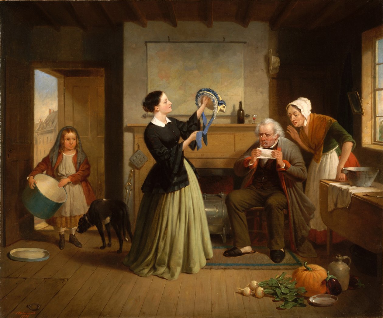 The New Bonnet by Francis William Edmonds