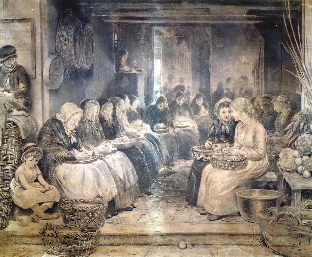 Covent Garden Scene - Women Workers Seated by Francis William Lawson