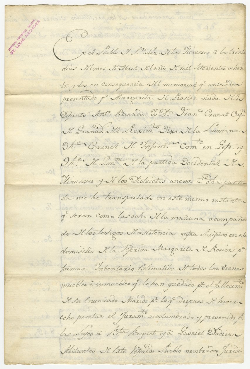 Inventory of Antoine Barada signed Fran. Cruzat, Josef Bexmes, Dodier, Becquet, and others, April 1782 by Francisco Cruzat