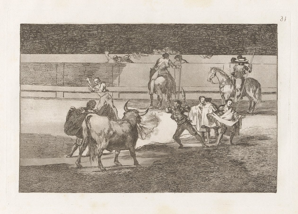 Banderillas with Firecrackers, Plate 31 from La Tauromaquia by Francisco de Goya