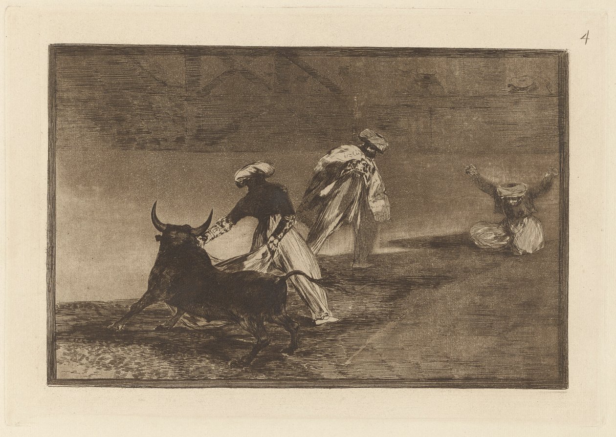 They Play Another with the Cape in the Enclosure, Plate 4 from La Tauromaquia by Francisco de Goya