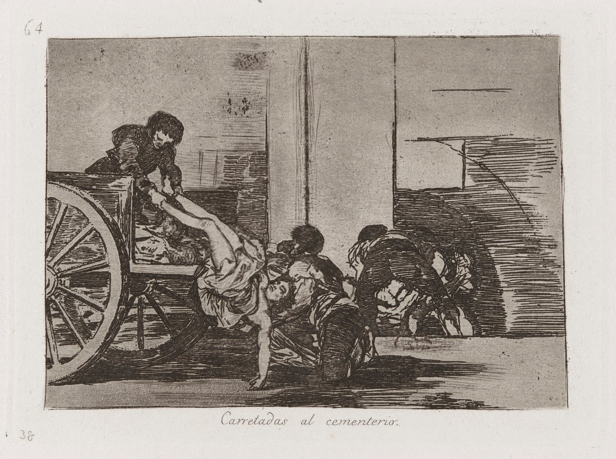 Cartloads to the Cemetery, Plate 64 from The Disasters of War by Francisco de Goya