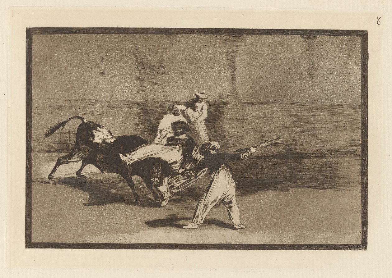 A Moor Caught by the Bull in the Ring, Plate 8 from La Tauromaquia by Francisco de Goya