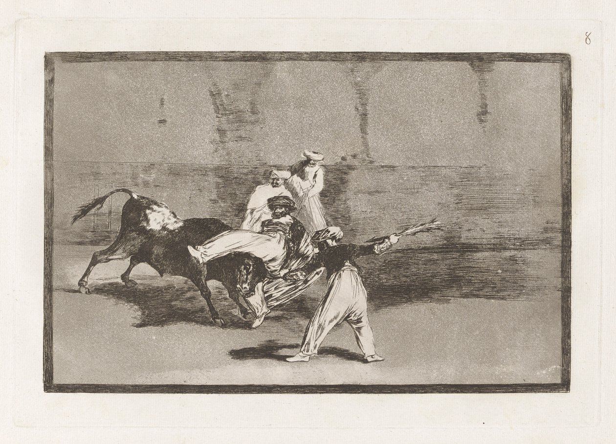 A Moor Caught by the Bull in the Ring, Plate 8 from La Tauromaquia by Francisco de Goya