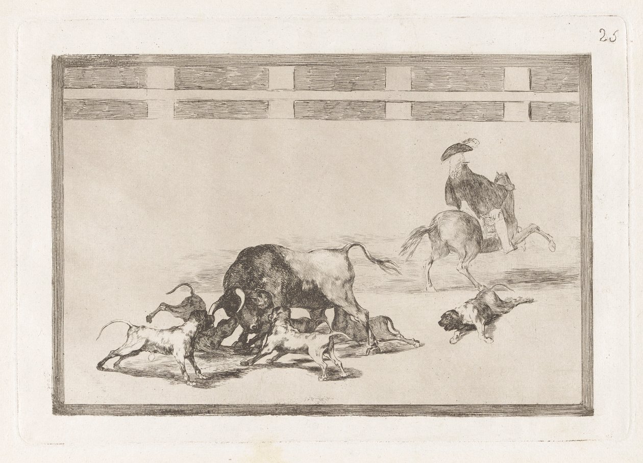 They Loose Dogs on the Bull, Plate 25 from La tauromaquia by Francisco de Goya