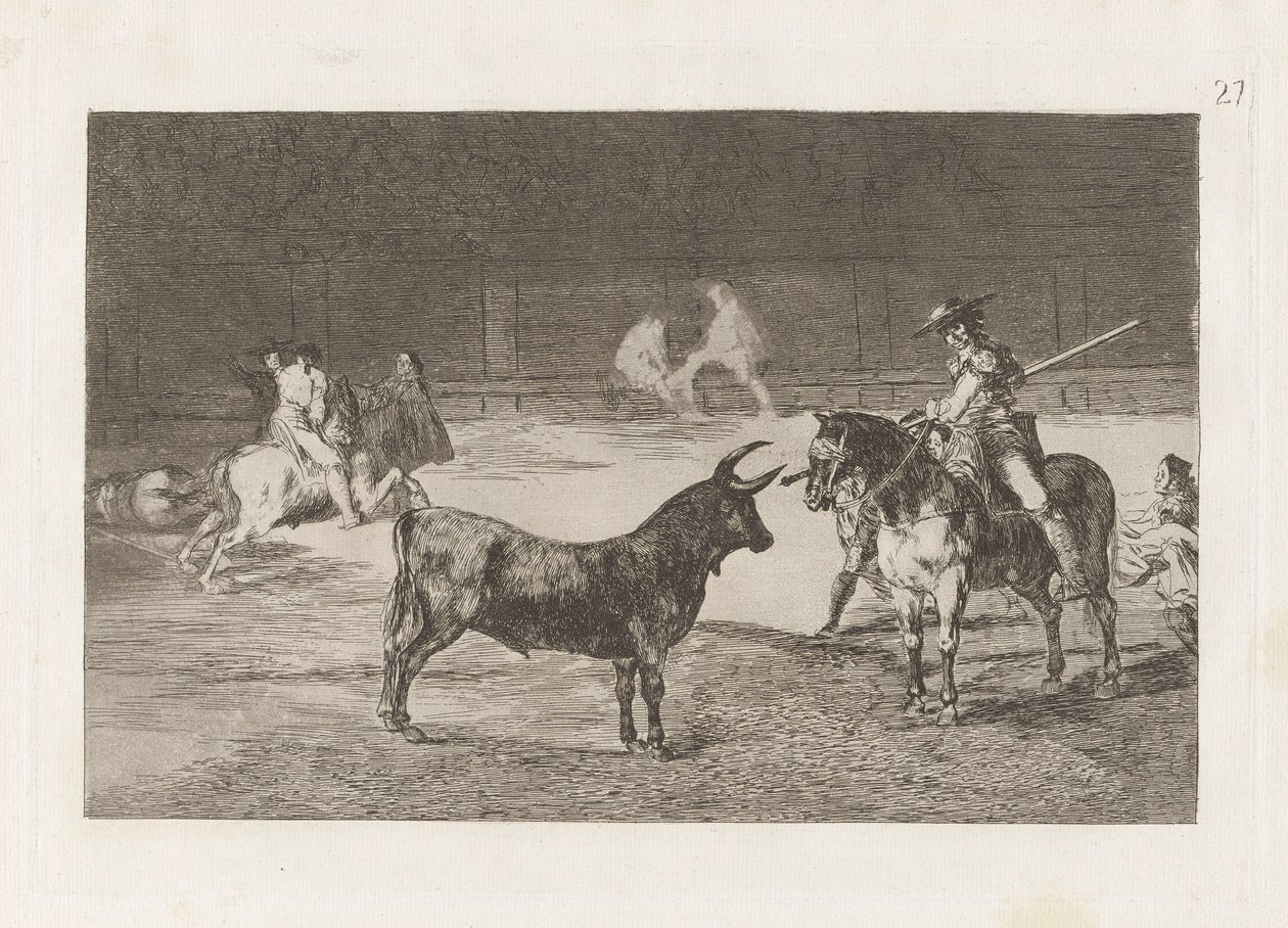 The Celebrated Picador, Fernando del Toro, Draws the Fierce Beast on with his Pique, Plate 27 from La tauromaquia by Francisco de Goya