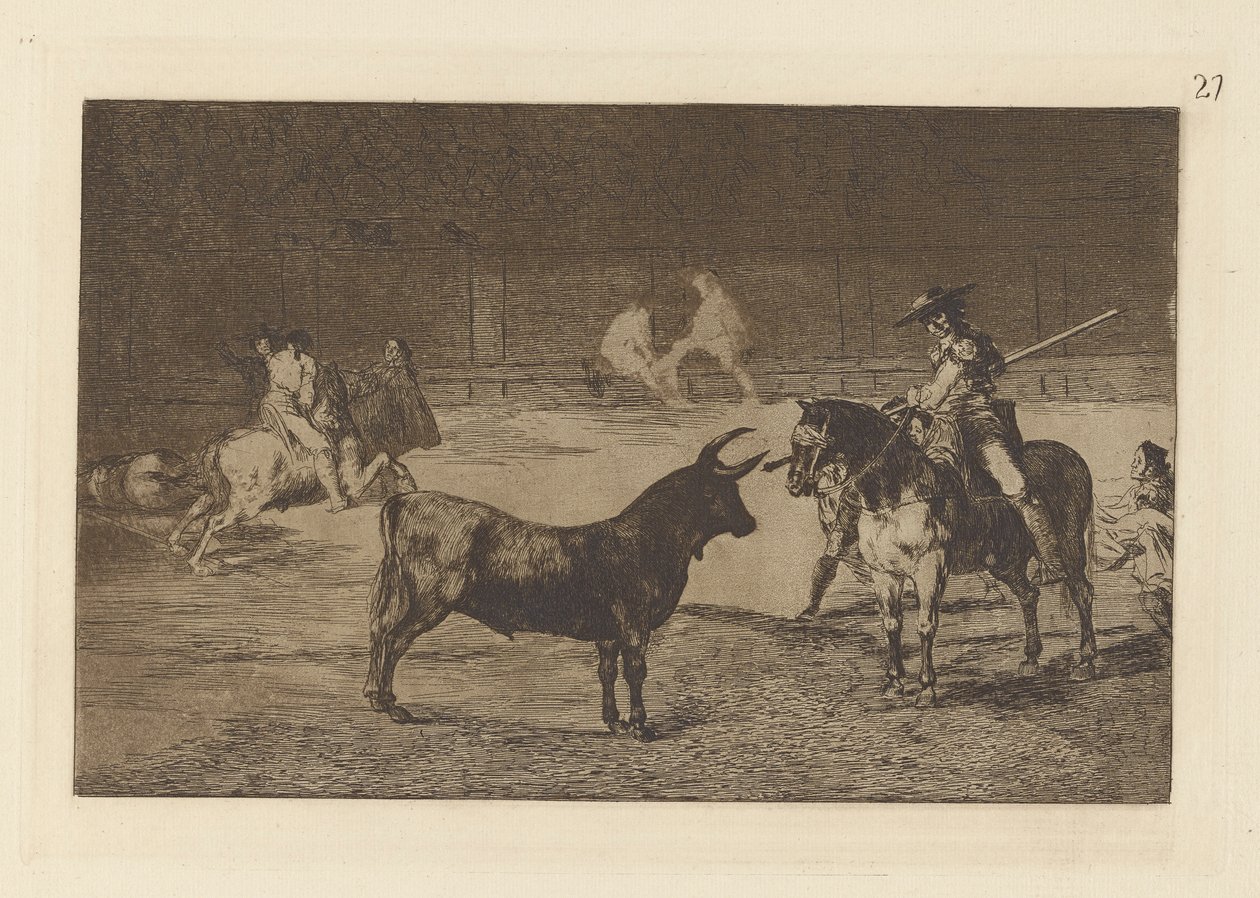 The Celebrated Picador, Fernando del Toro, Draws the Fierce Beast on with his Pique, Plate 27 from La tauromaquia by Francisco de Goya