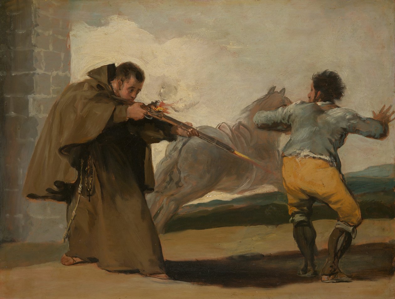Friar Pedro Shoots El Maragato as His Horse Runs Off, c. 1806 by Francisco de Goya