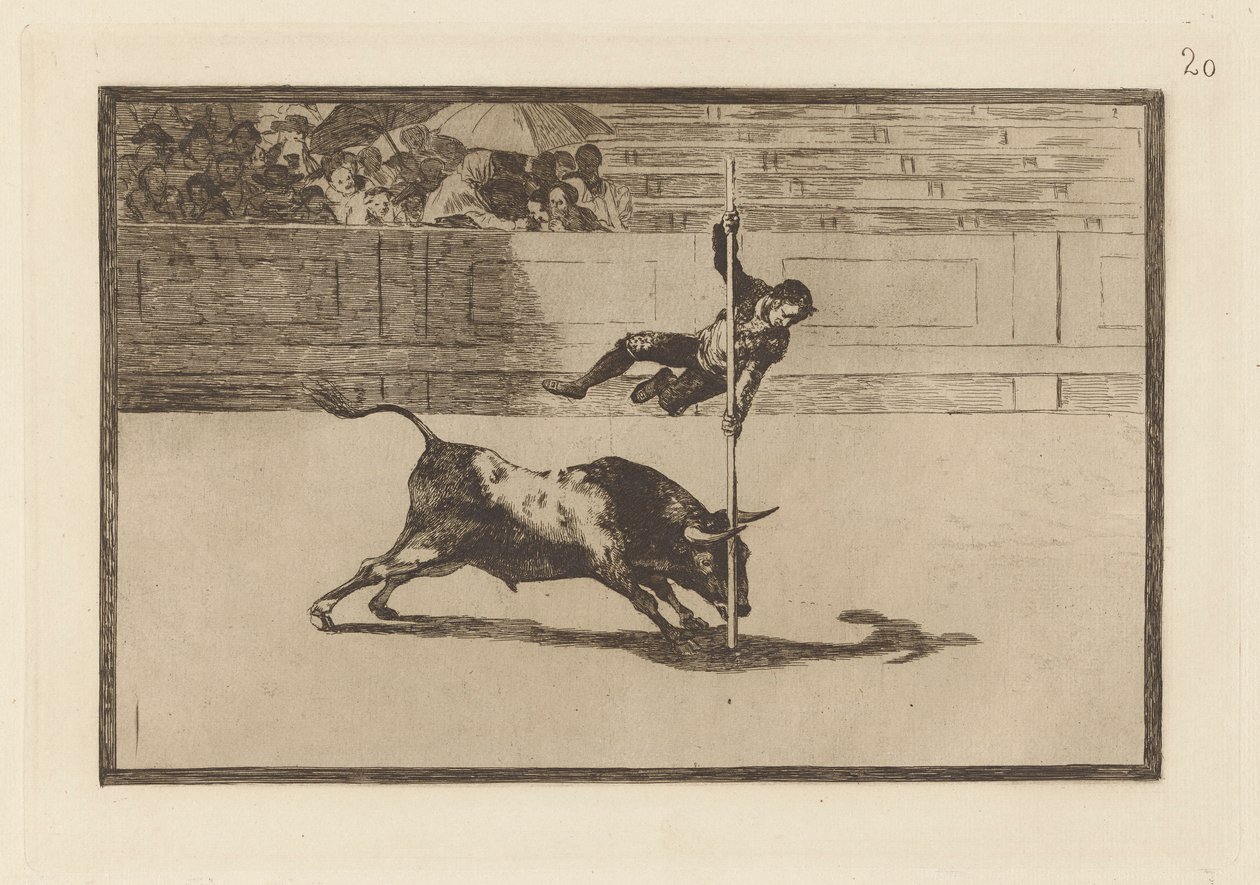 The Agility and Audacity of Juanito Apinani in the Ring at Madrid, Plate 20 from La tauromaquia by Francisco de Goya