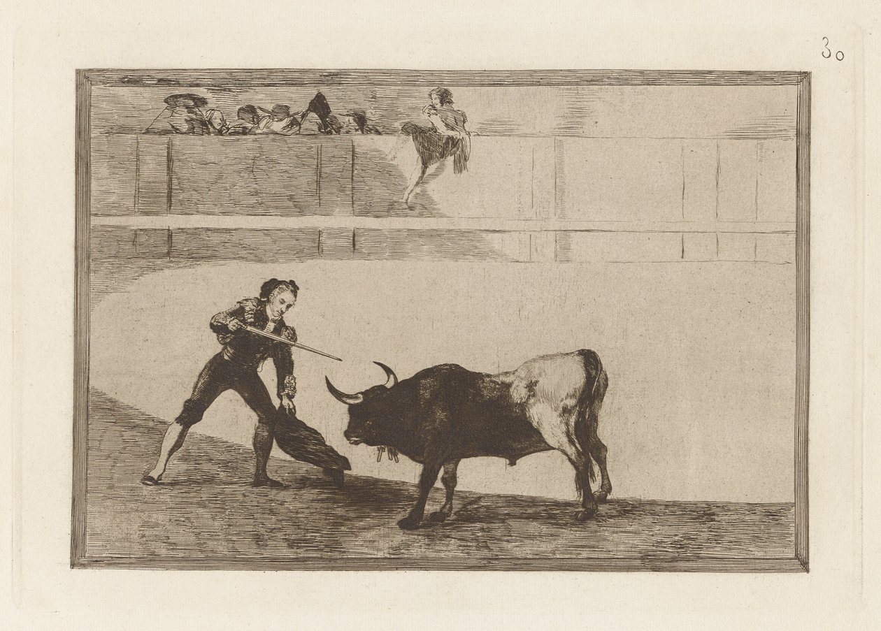 Pedro Romero Killing the Halted Bull, Plate 30 from La tauromaquia by Francisco de Goya
