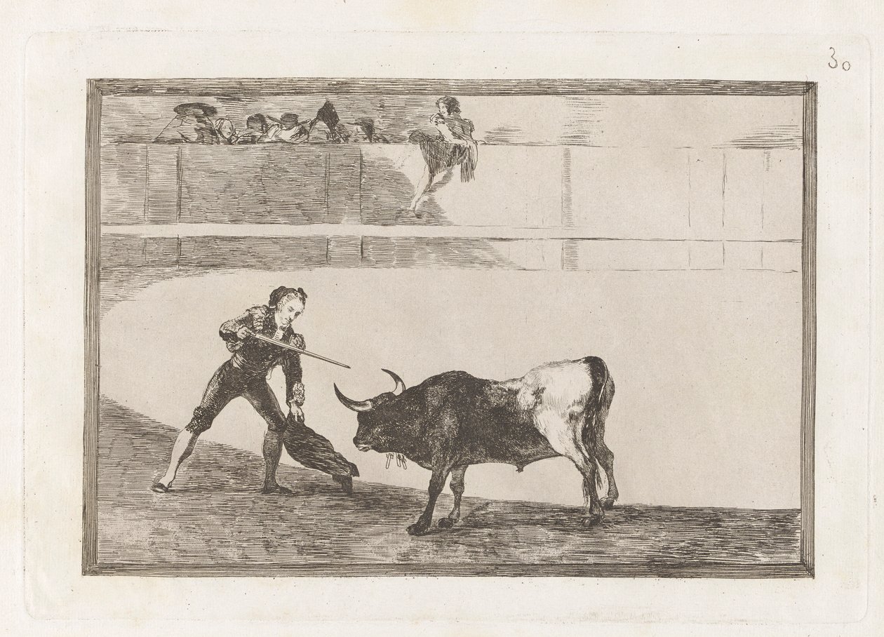Pedro Romero Killing the Halted Bull, Plate 30 from La tauromaquia by Francisco de Goya