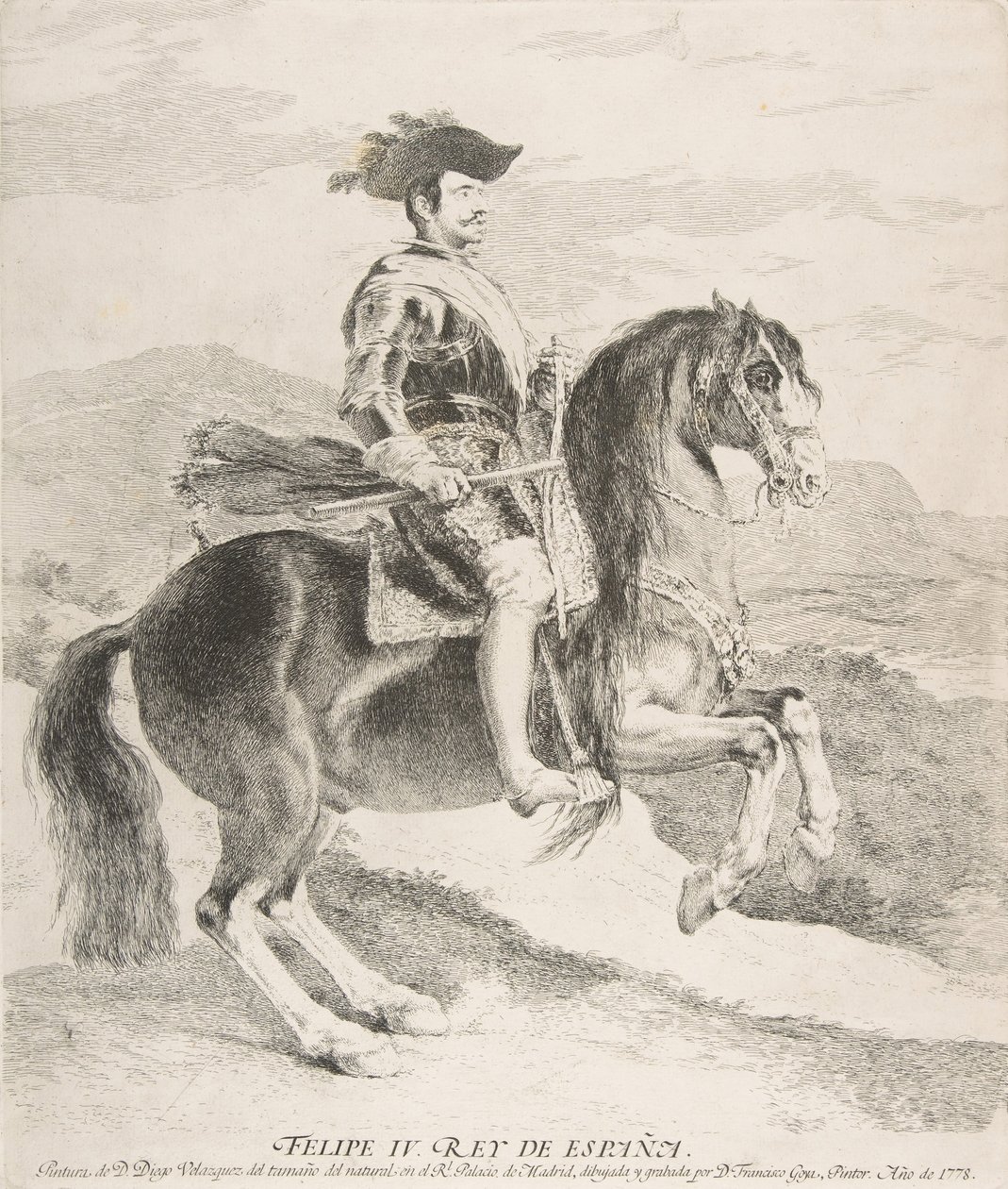 Philip IV on horseback, after Velázquez by Francisco de Goya