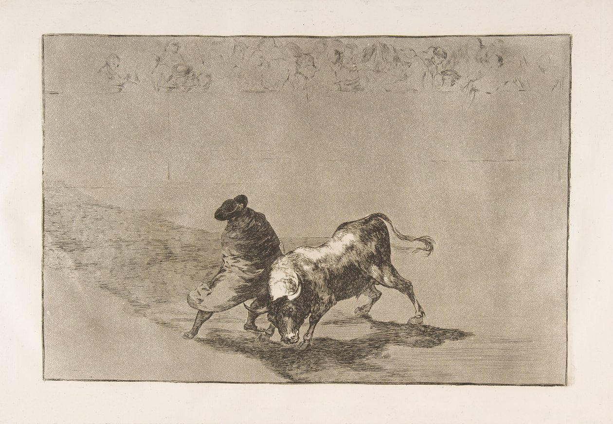 The Very Skillful Student of Falces, Wrapped in His Cape, 1816 (Plate 14 from the Tauromaquia) by Francisco de Goya
