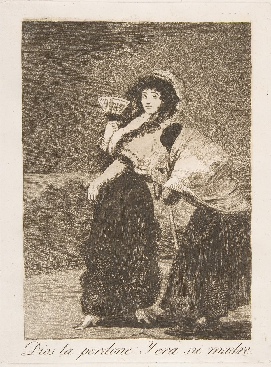 Plate 16 from Los Caprichos: For heavens sake: and it was her mother by Francisco de Goya