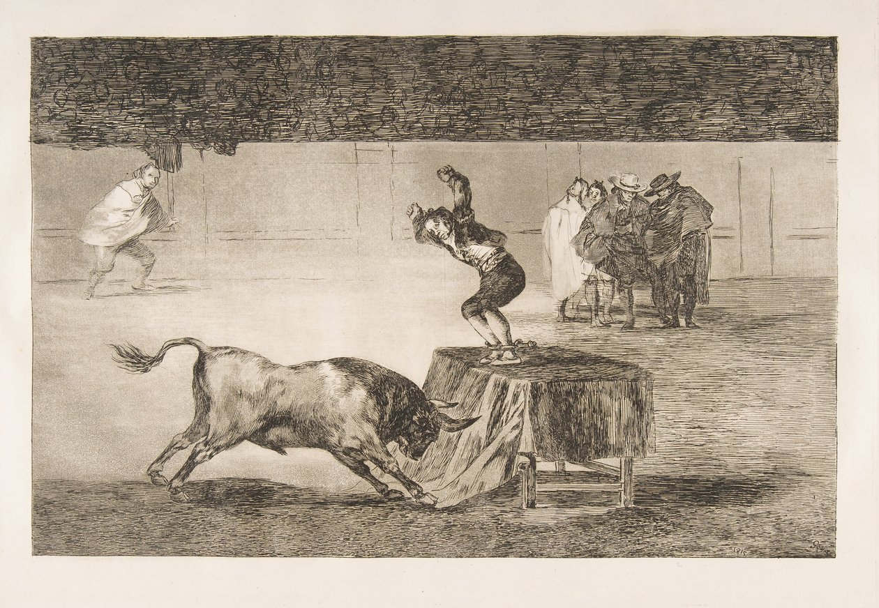 Plate 19 of the Tauromaquia: Another madness of his in the same ring by Francisco de Goya