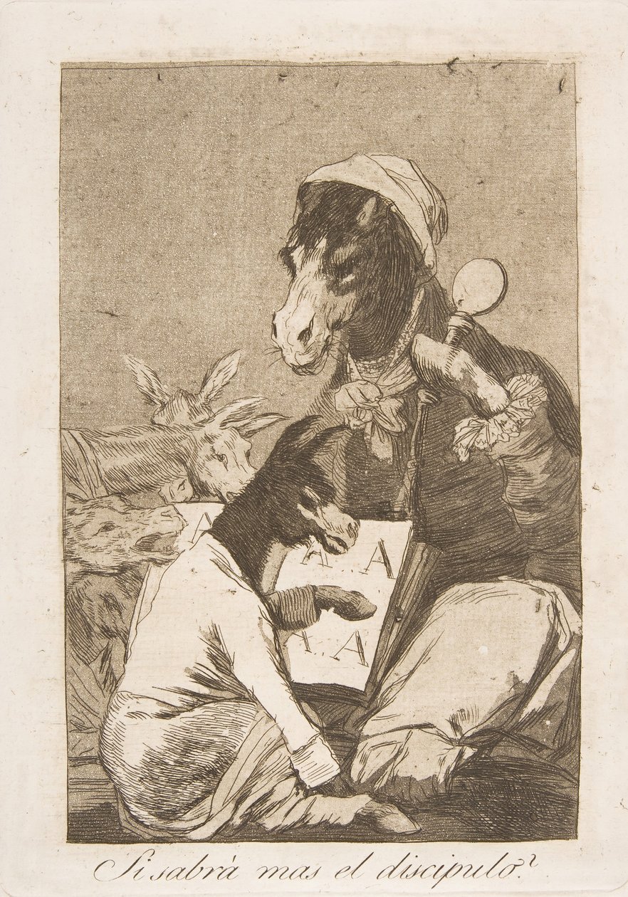 Plate 37 from Los Caprichos: Might not the pupil know more by Francisco de Goya