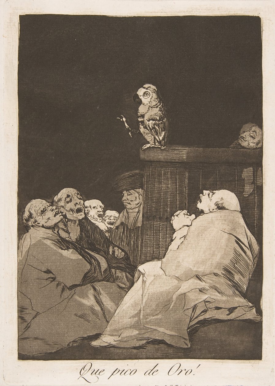 Plate 53 from Los Caprichos: What a golden beak! by Francisco de Goya