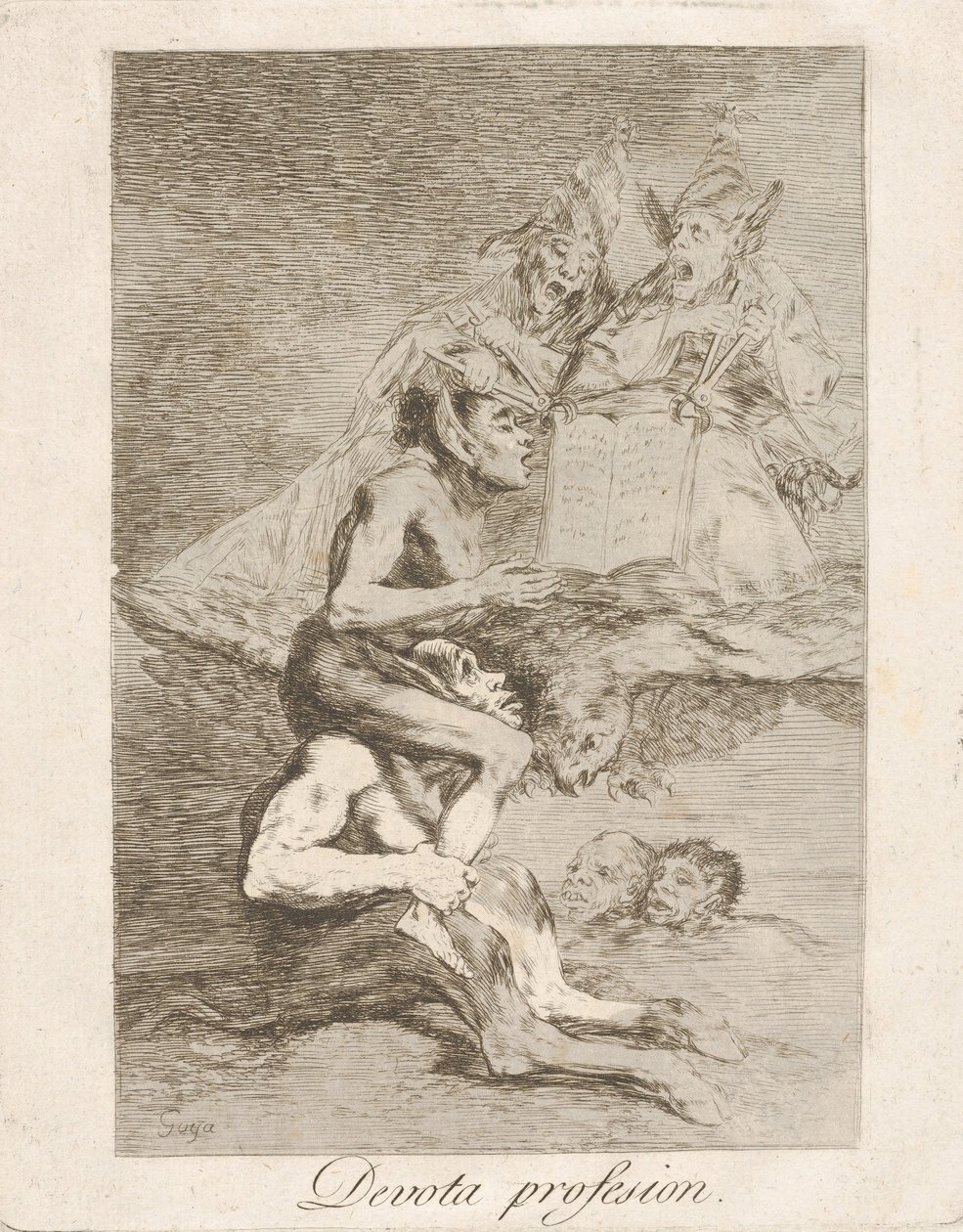 Plate 70 from Los Caprichos: Devout Profession by Francisco de Goya