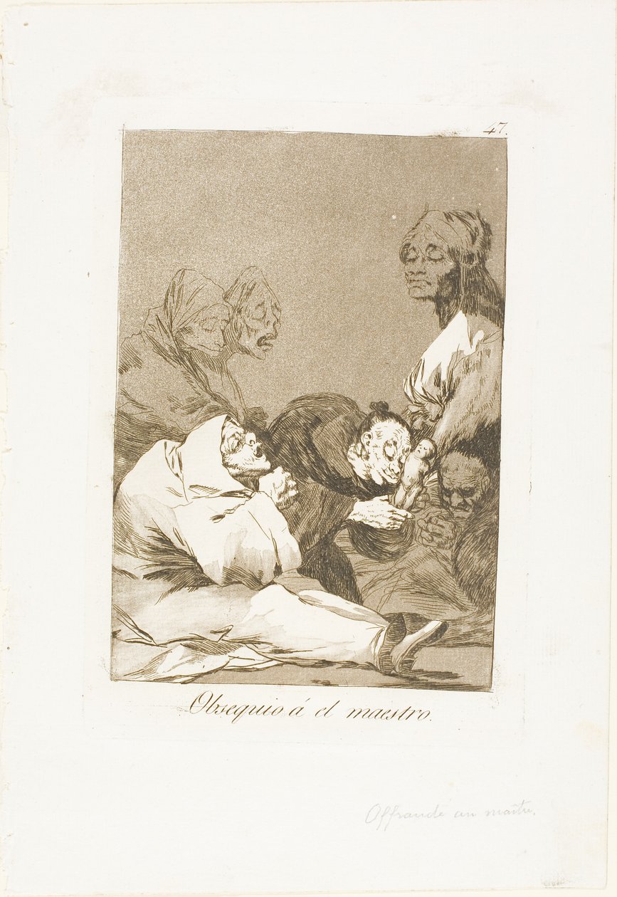 A Gift for the Master, Plate 47 from Los Caprichos by Francisco Jose de Goya y Lucientes