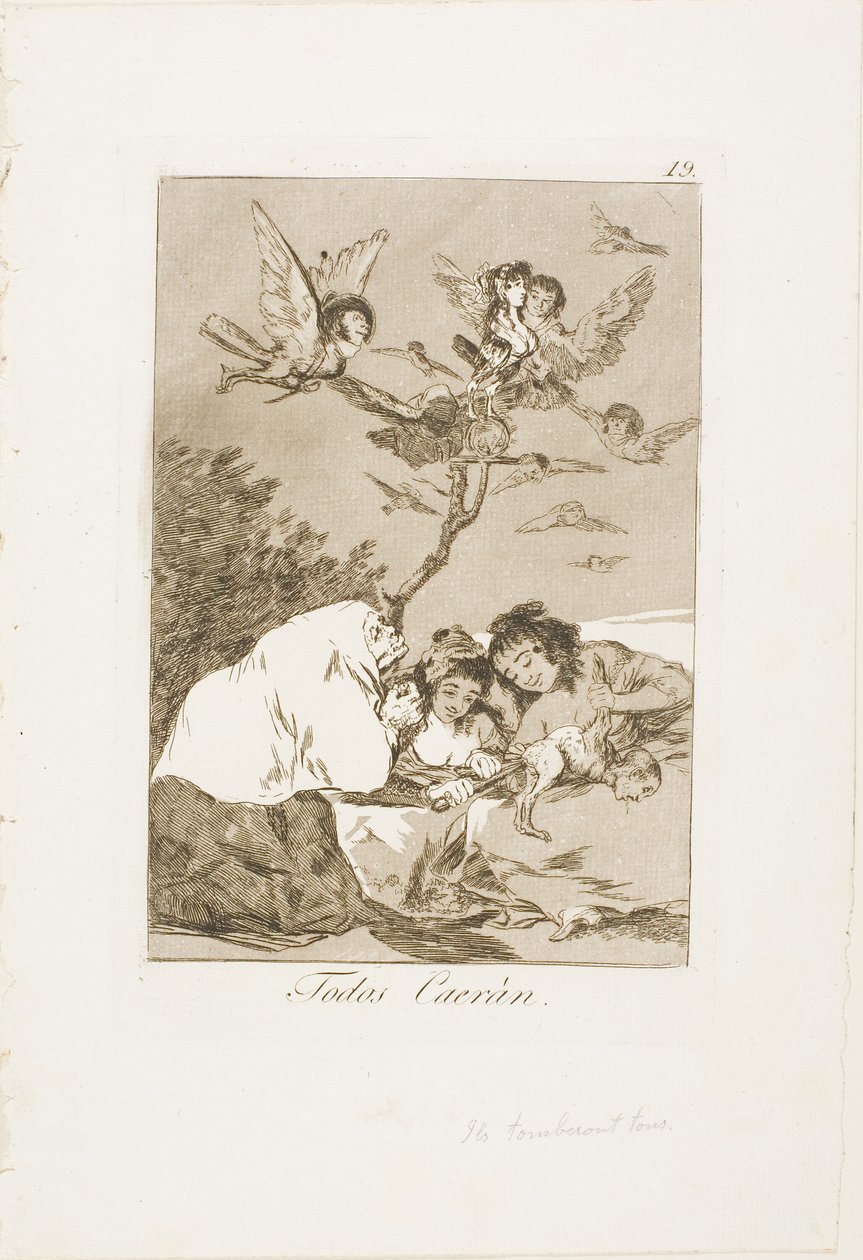 All Will Fall, plate 19 from Los Caprichos by Francisco Jose de Goya y Lucientes