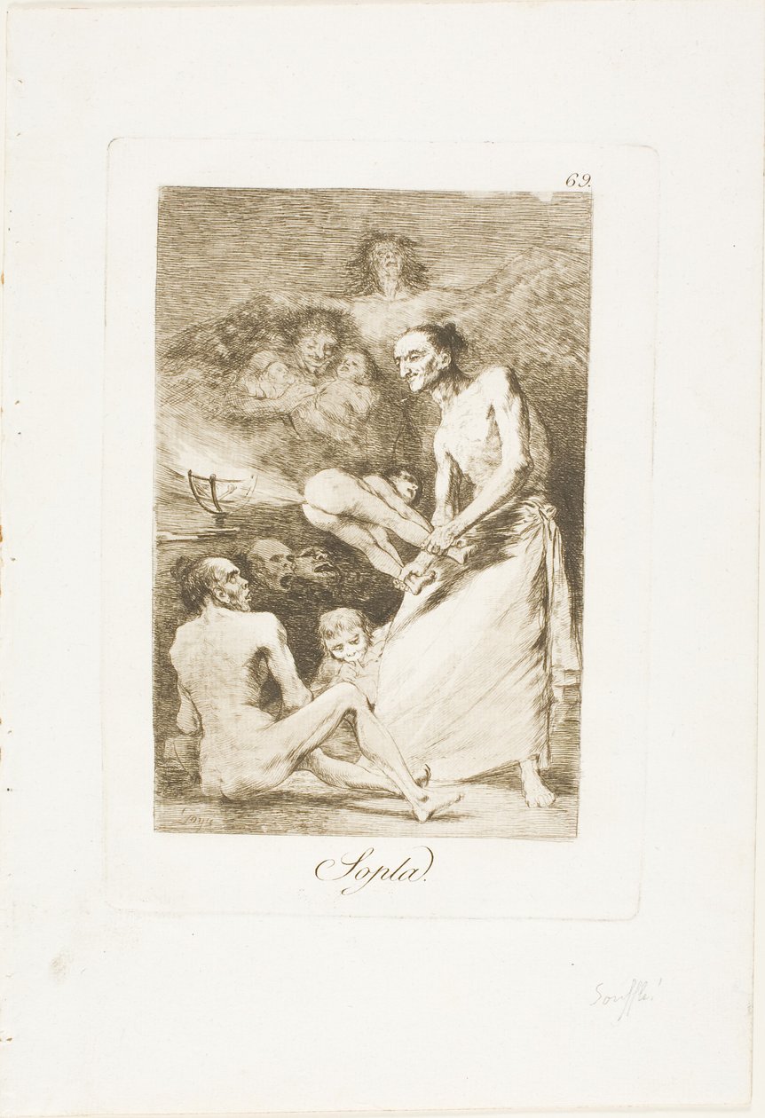 Blow, plate 69 from Los Caprichos by Francisco Jose de Goya y Lucientes