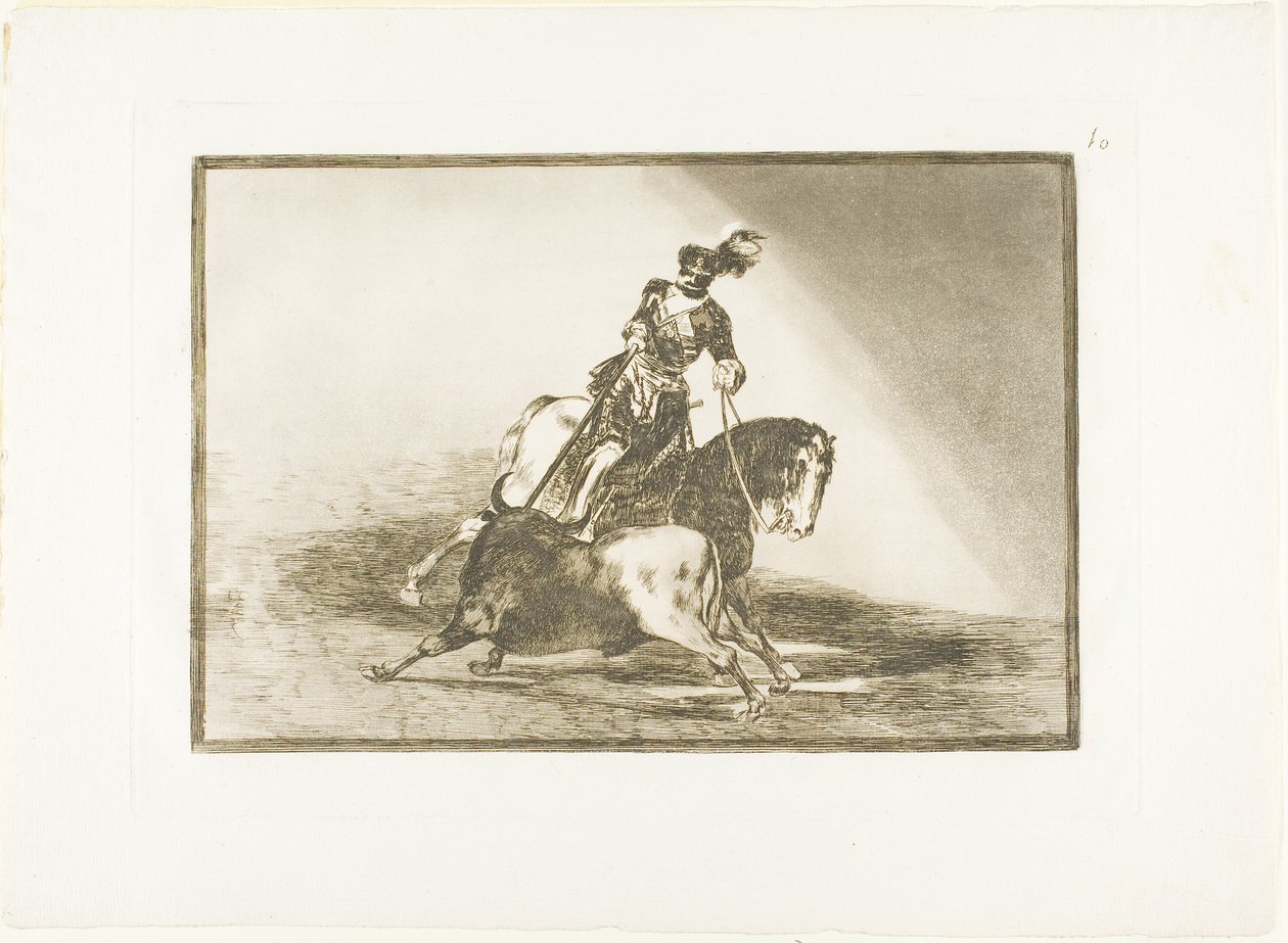 Charles V Spearing a Bull in the Ring at Valladolid, Plate Ten from The Art of Bullfighting by Francisco Jose de Goya y Lucientes