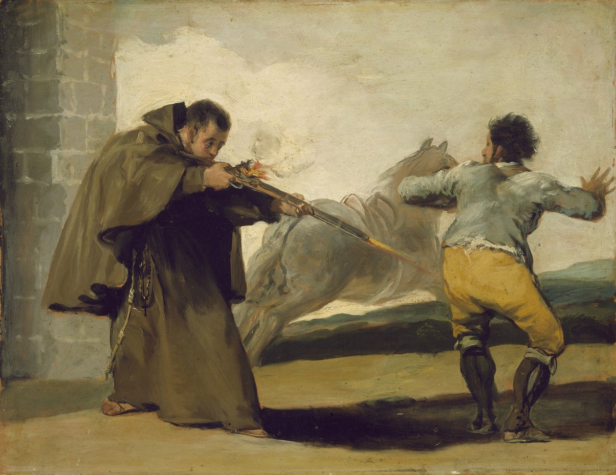 Friar Pedro Shoots El Maragato as His Horse Runs Off, c.1806 by Francisco de Goya