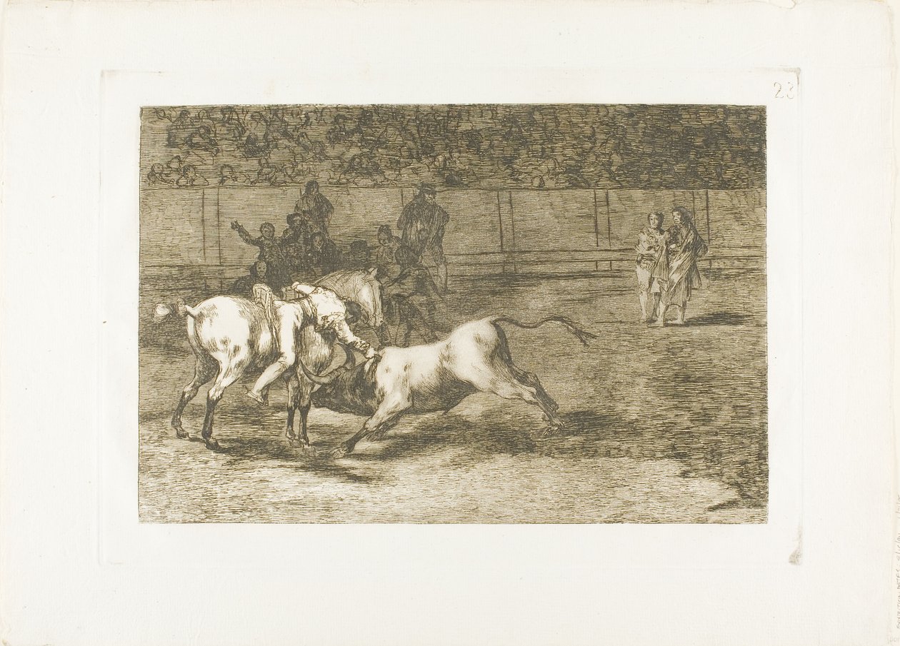 Mariano Ceballos, alias the Indian, kills the bull from his horse, plate 23 from The Art of Bullfighting by Francisco Jose de Goya y Lucientes