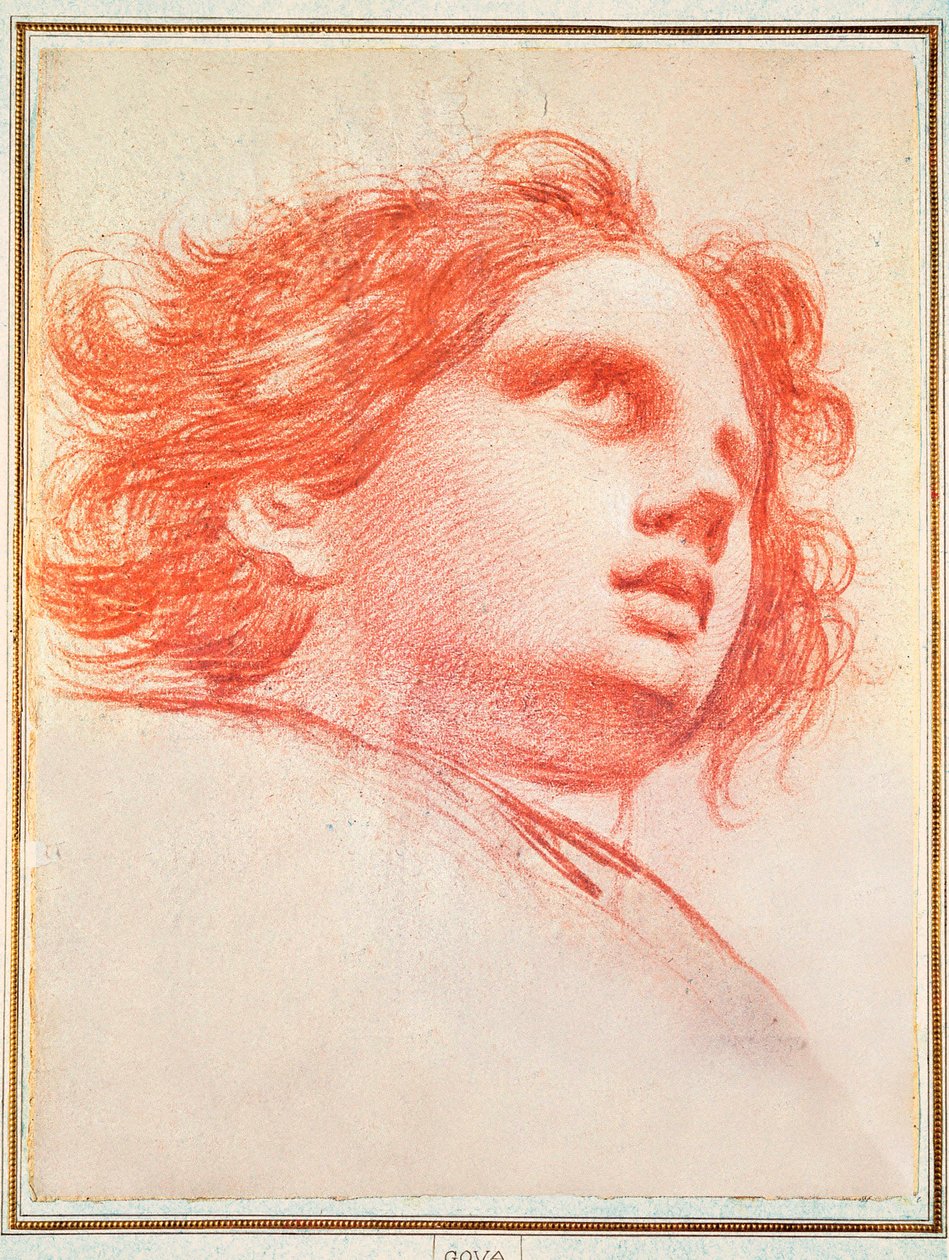 Head of an Angel (Preparatory Drawing for Adoration to the Name of God) by Francisco Jose de Goya y Lucientes