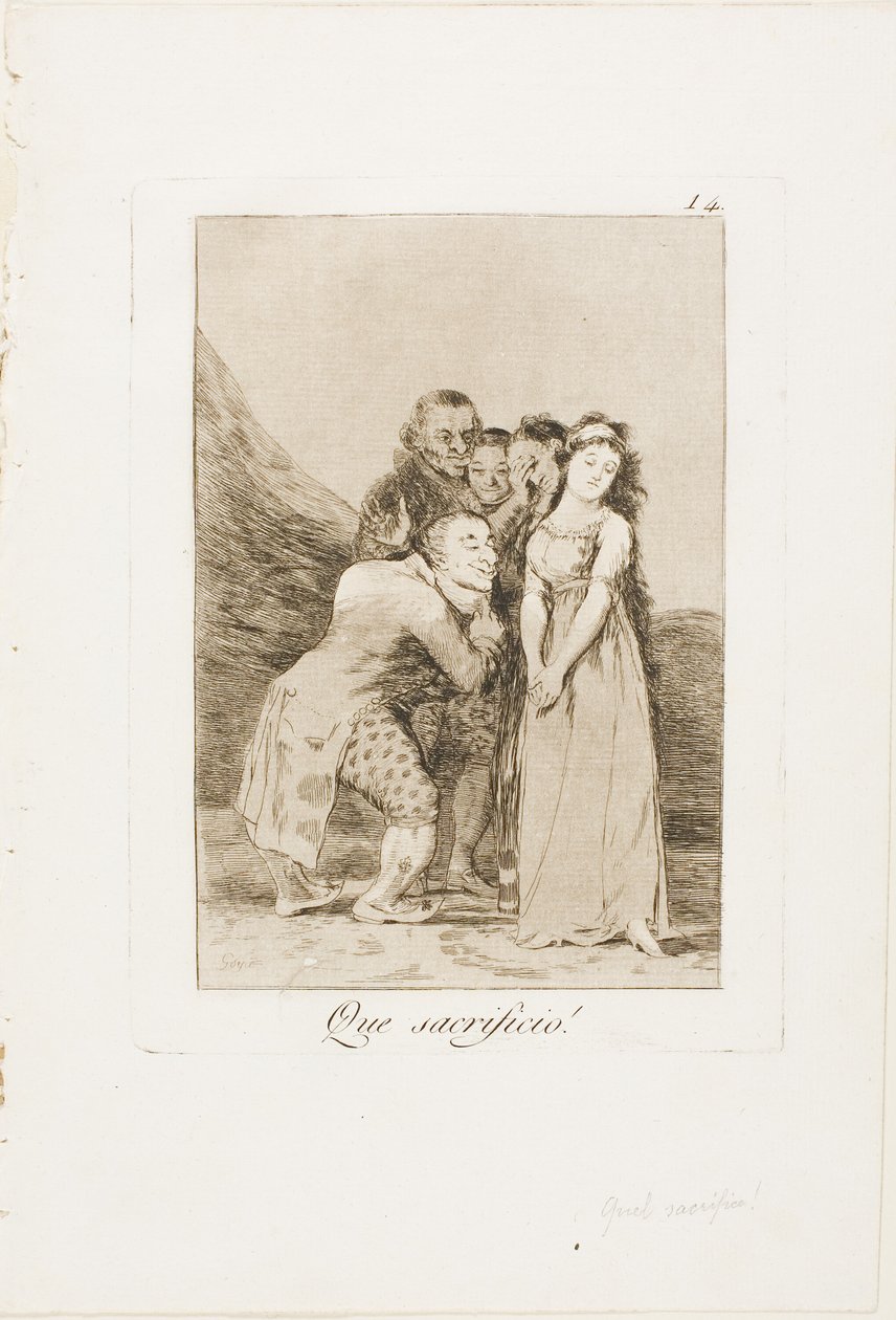 What a Sacrifice!, plate 14 from Los Caprichos by Francisco Jose de Goya y Lucientes