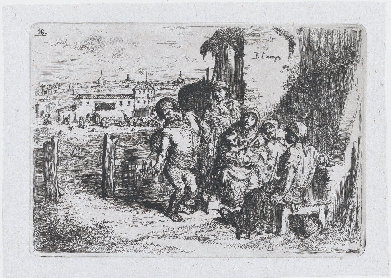 Plate 16: A Group of People Outdoors, Including a Man Pouring Wine or Water from a Vessel by Francisco Lameyer Berenguer