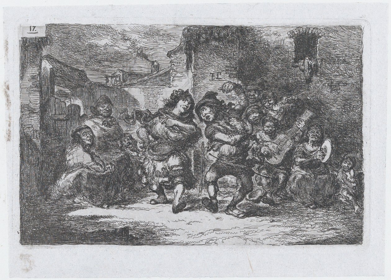 Plate 17: Street Musicians and Dancing Figures, from the Series of Customs and Pastimes by Francisco Lameyer Berenguer