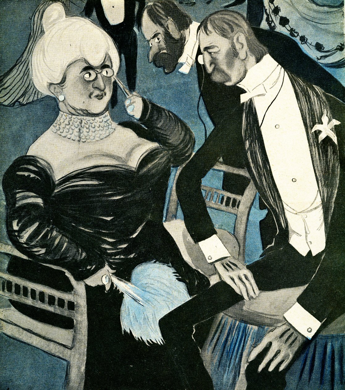 An English man asking a French woman to dance, 1905 by Francisco Sancha y Lengo