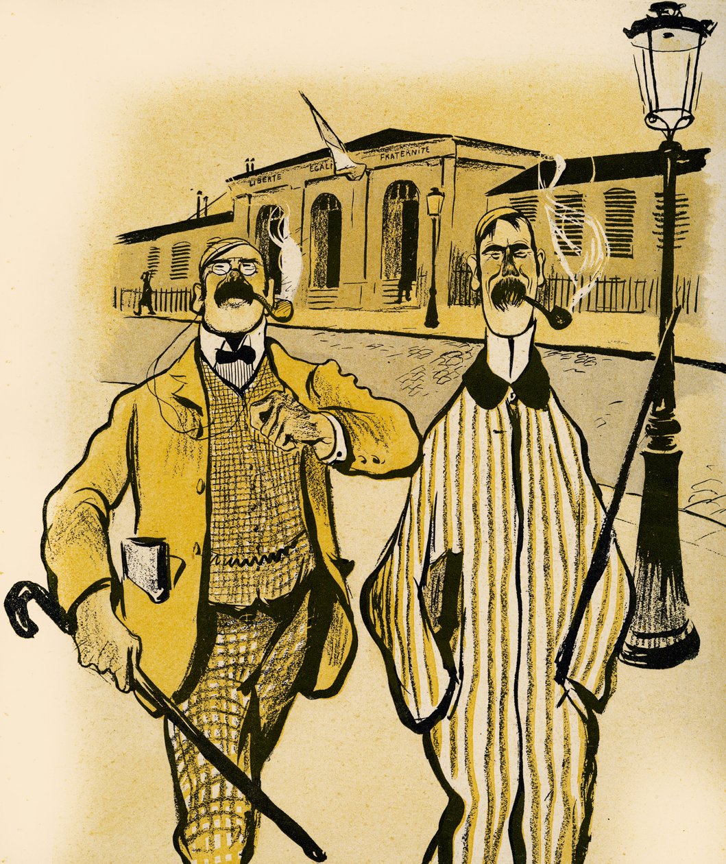 Two Englishmen walk past a Morgue, 1903 by Francisco Sancha y Lengo