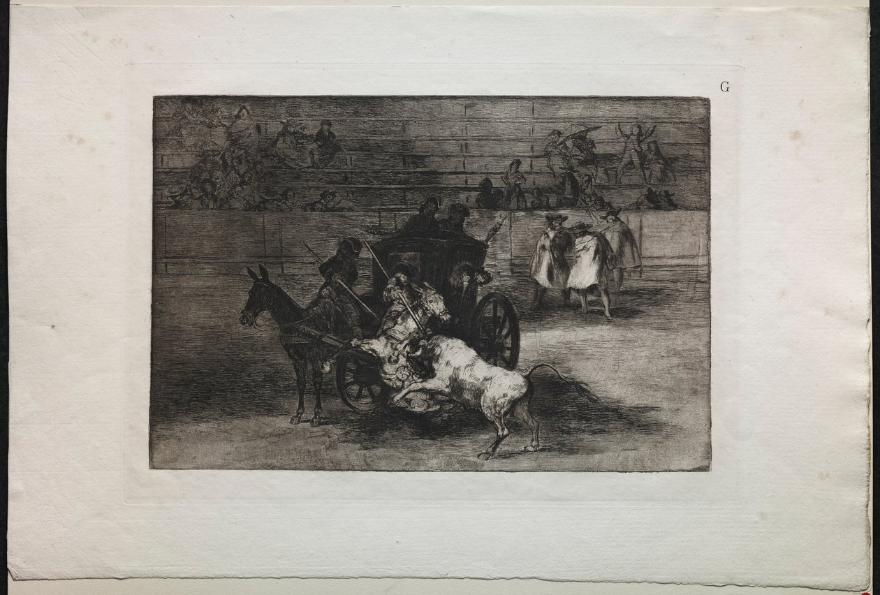 Bullfights: Fight in a Carriage Harnessed to Two Mules by Francisco de Goya
