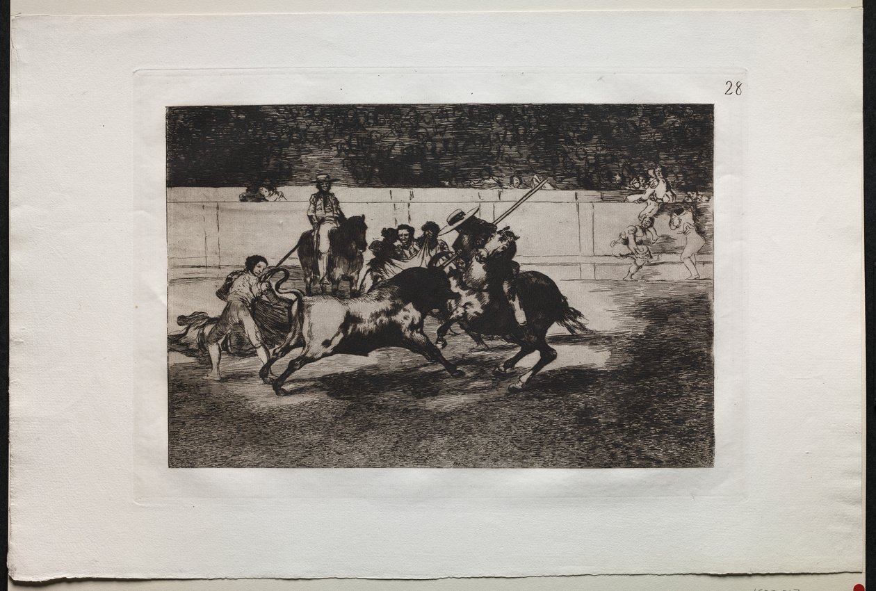 Bullfights: The Forceful Rendon Stabs a Bull with the Pique, From Which Pass he Died in the Ring at Madrid by Francisco de Goya