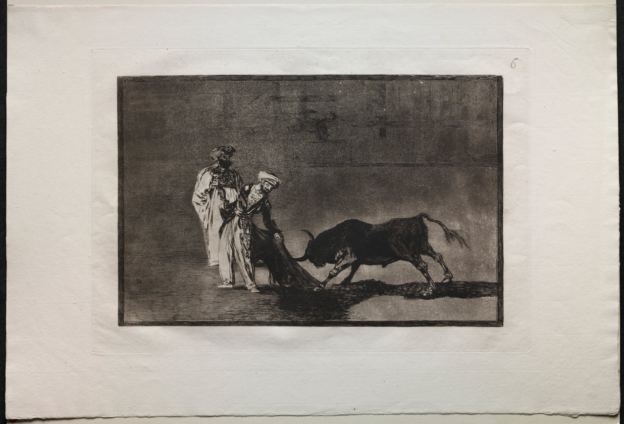 Bullfights: The Moors Make a Different Play in the Ring Calling the Bull with the Burnous by Francisco de Goya