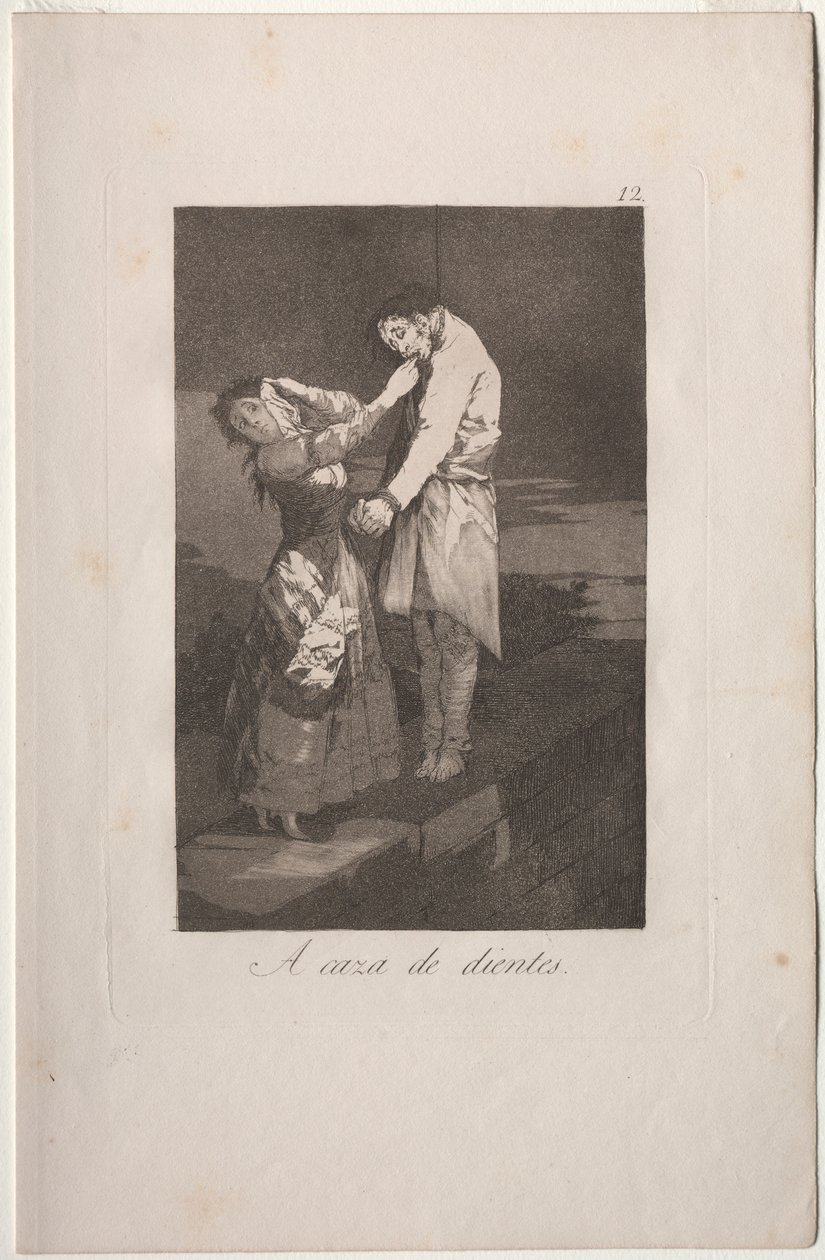 Caprichos: Out Hunting for Teeth by Francisco de Goya
