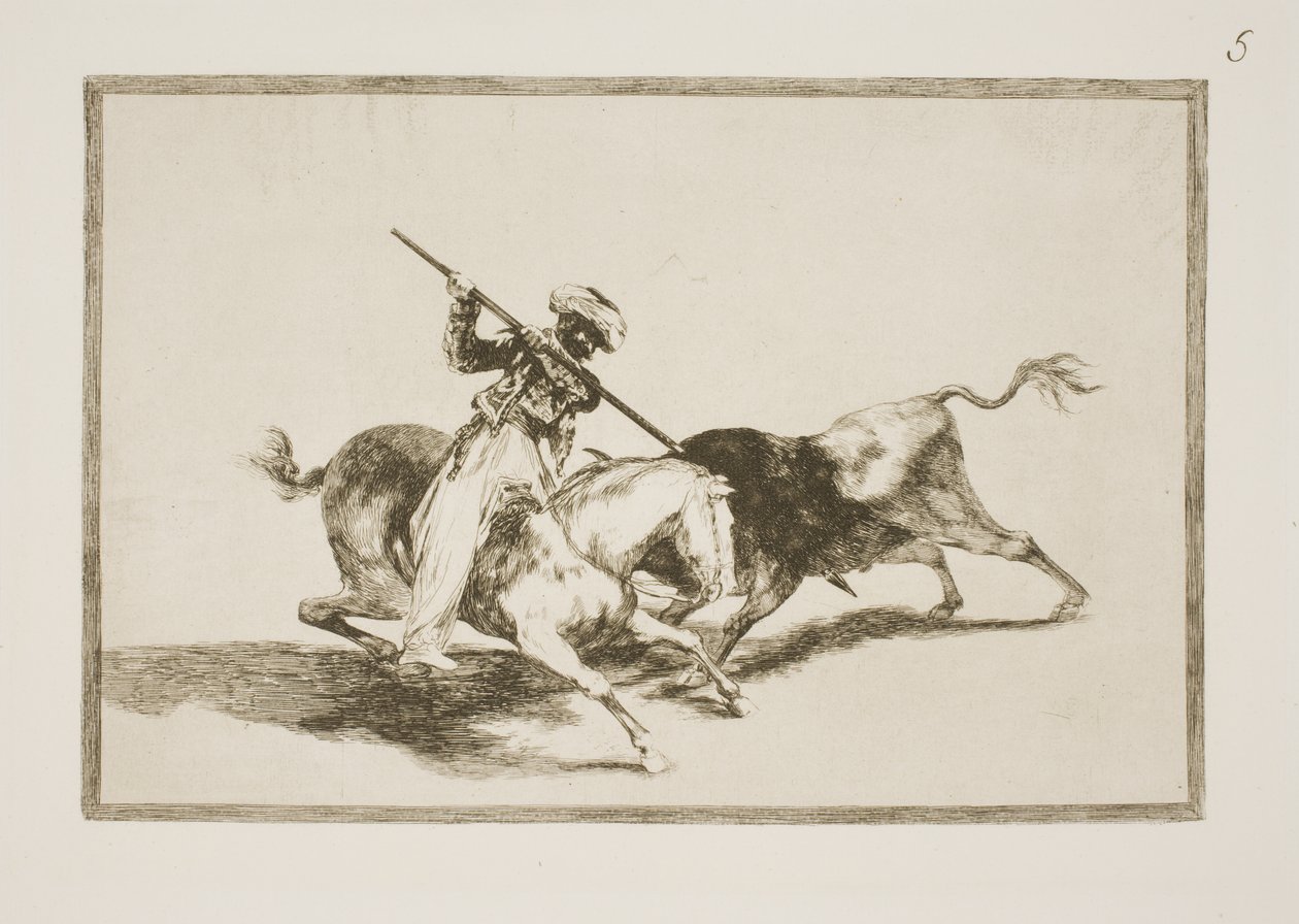 The Inspired Moor Gazul is the First to Spear Bulls According to the Rules by Francisco de Goya