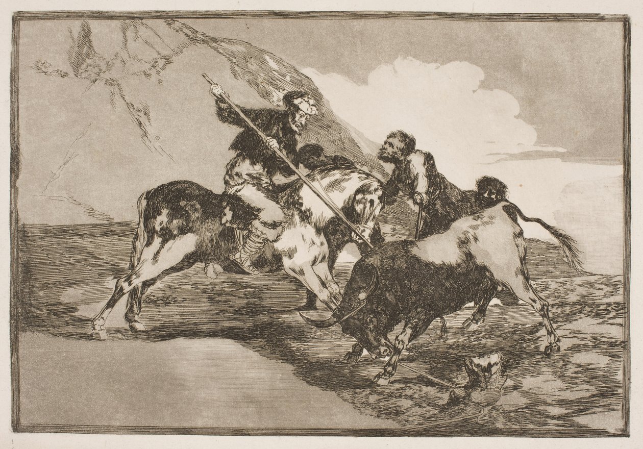 The Way the Old Spaniards on Horseback Hunted Bulls on the Plain by Francisco de Goya