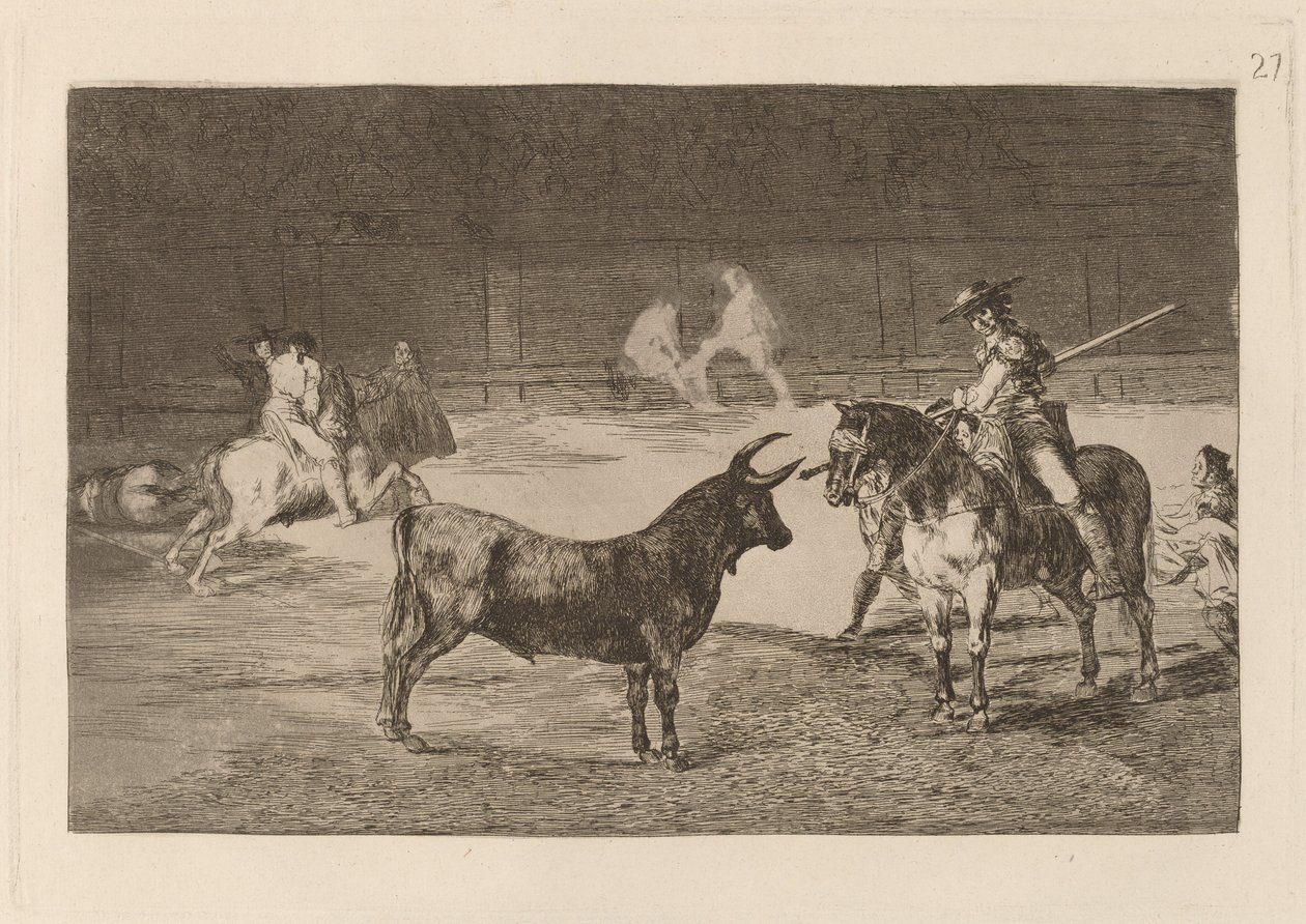 The Celebrated Picador, Fernando del Toro, Draws the Fierce Beast on with His Pique by Francisco de Goya