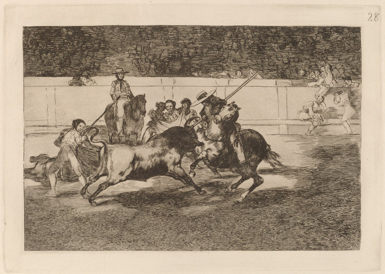 The Forceful Rendon Stabs a Bull with the Pique, from Which Pass He Died in the Ring at Madrid by Francisco de Goya
