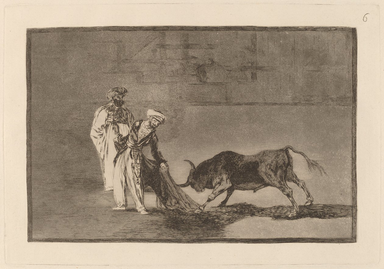 The Moors Make a Different Play in the Ring Calling the Bull with Their Burnous by Francisco de Goya