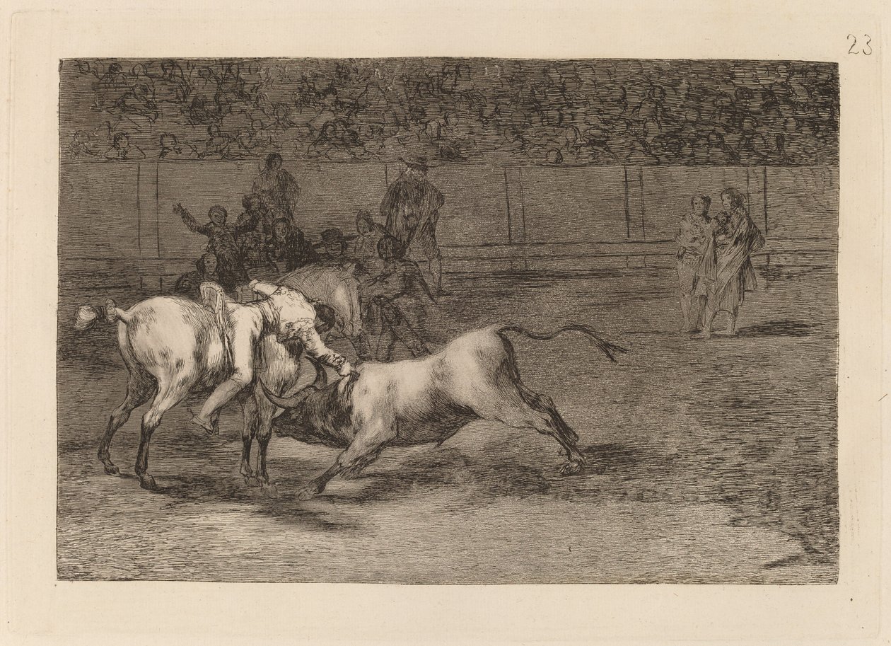 Mariano Ceballos, Alias the Indian, Kills the Bull from His Horse by Francisco de Goya