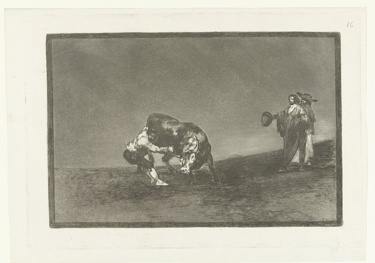 Martincho Grabs a Bull by Its Horn by Francisco de Goya