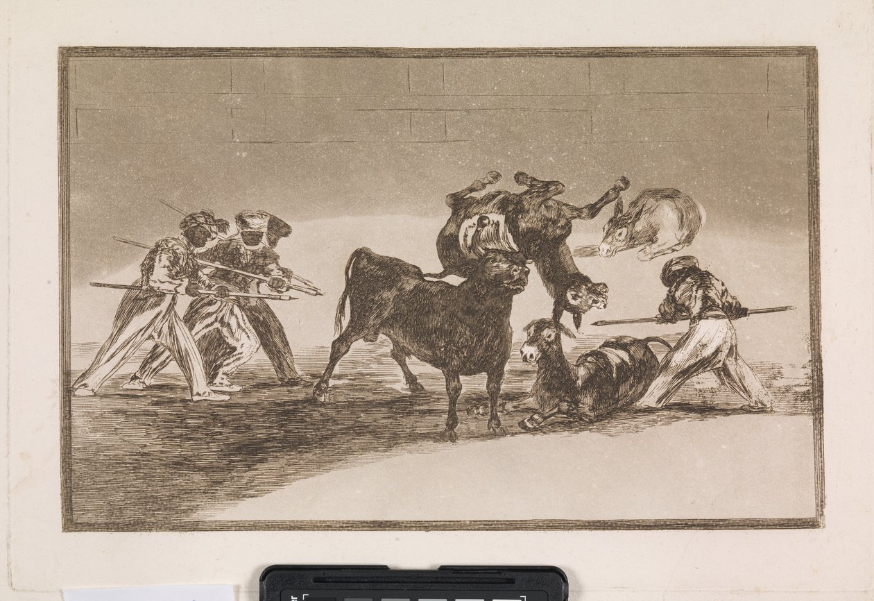 The Moors Use Donkeys as Barriers to Defend Against the Bull, Whose Horns Have Been Fitted with Balls by Francisco de Goya