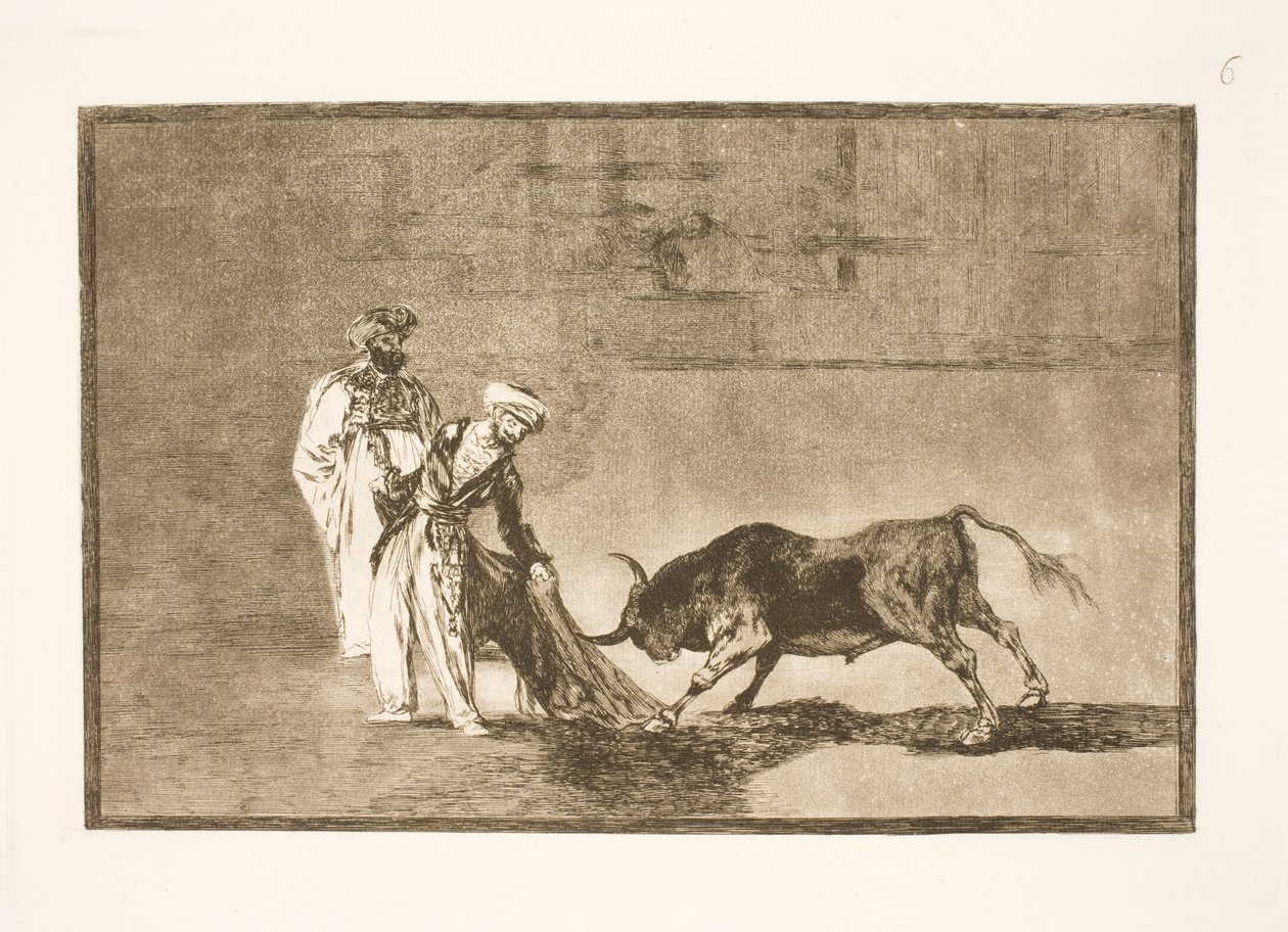 The Moors Perform Another Trick in the Arena and Lure the Bulls with Their Burnouses by Francisco de Goya