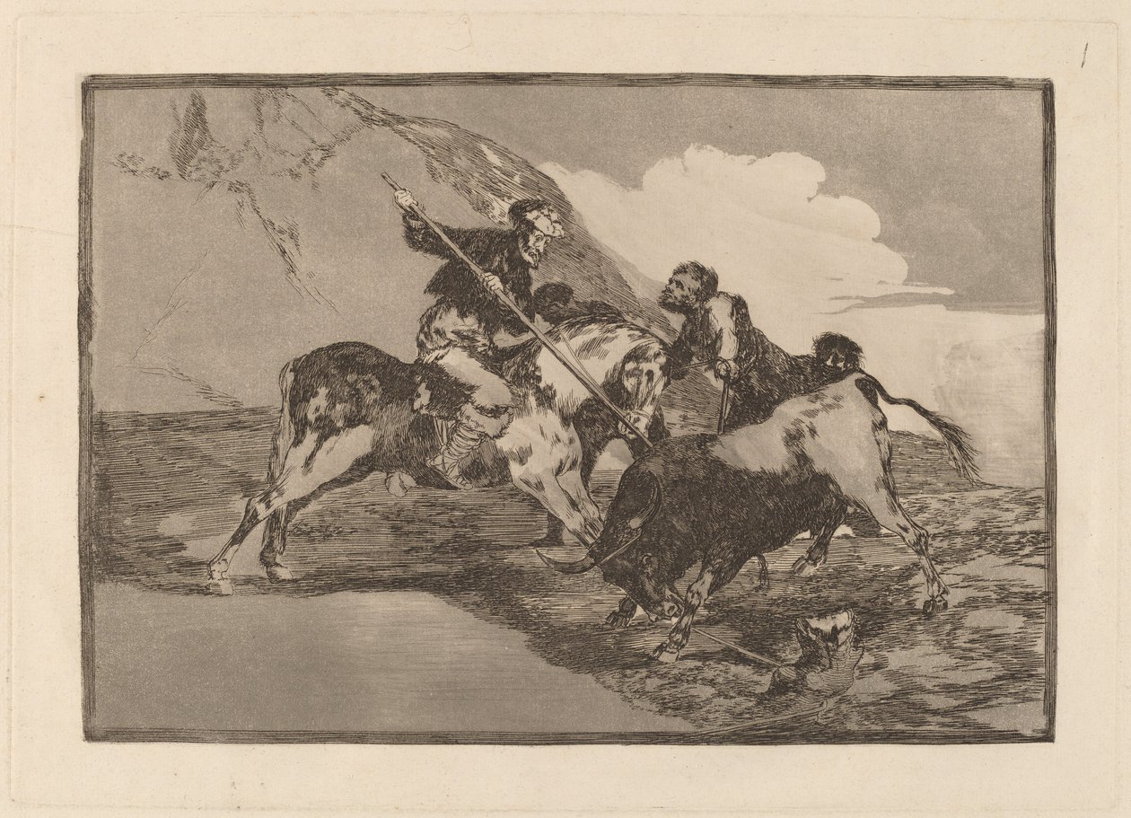 The Way in which the Ancient Spaniards Hunted Bulls on Horseback in the Open Country by Francisco de Goya