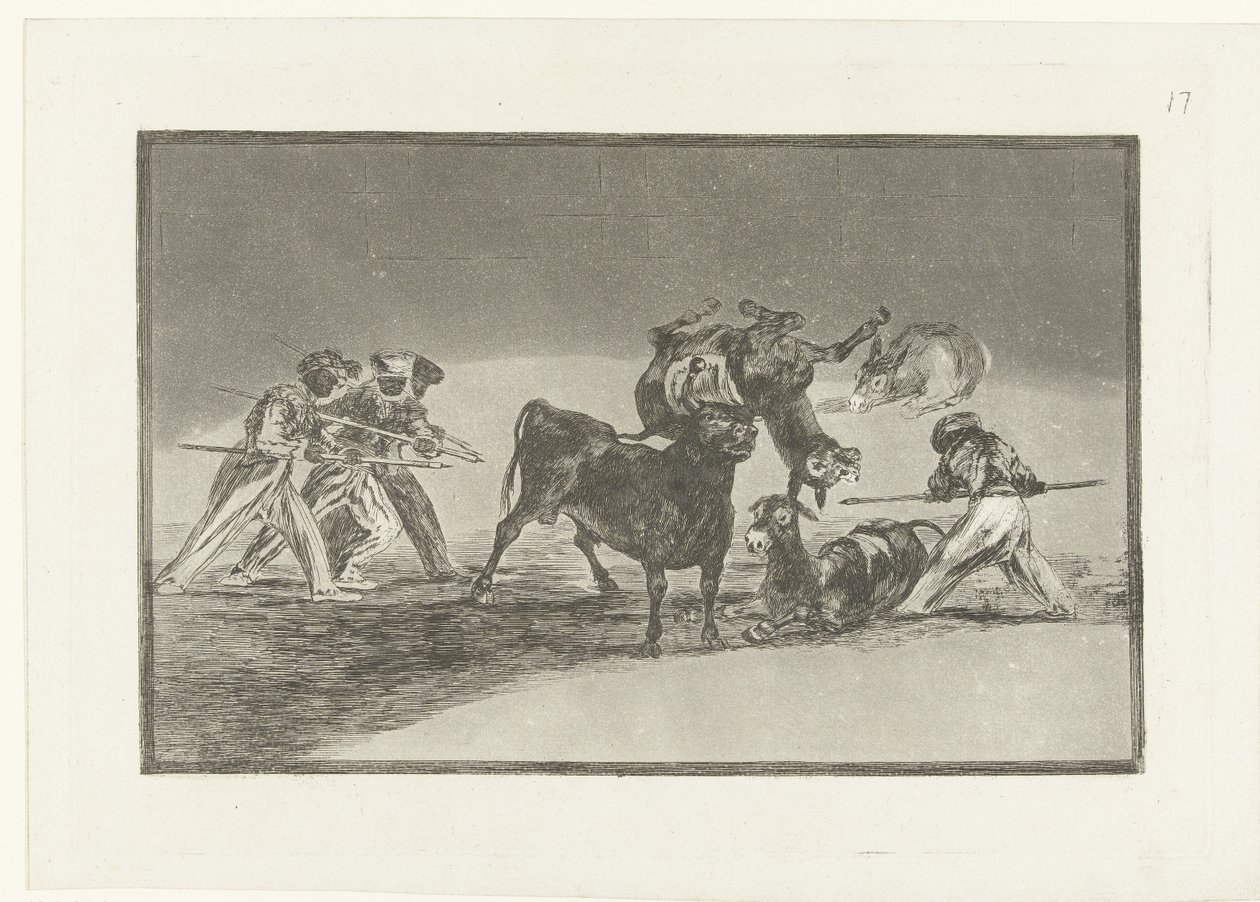 Moors and Donkeys Fighting a Bull (La Tauromaquia) by Francisco de Goya