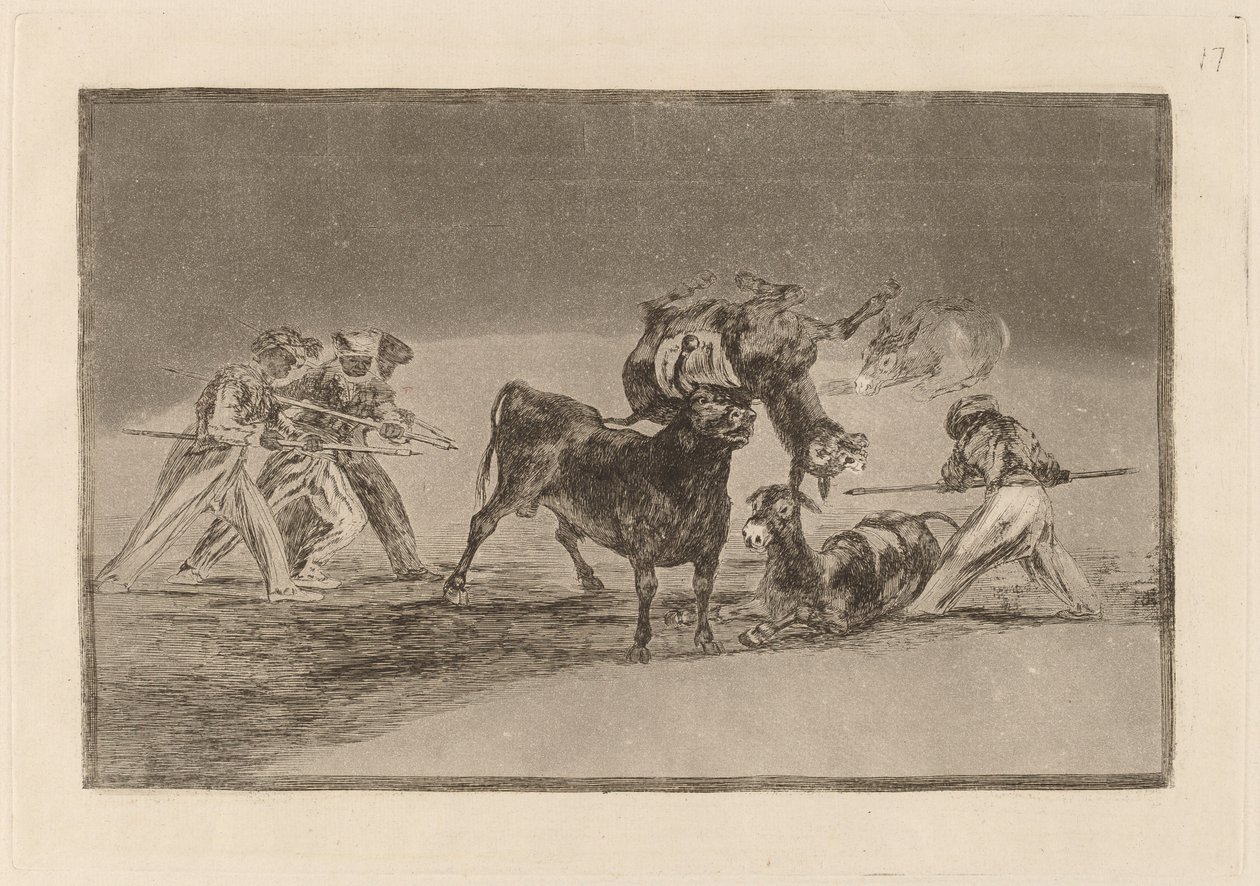 The Moors Use Donkeys as a Barrier to Defend Themselves against the Bull Whose Horns have been Tipped with Balls by Francisco de Goya